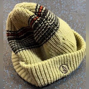 Volcom Y2K Striped Knit Beanie with Embroidered Logo